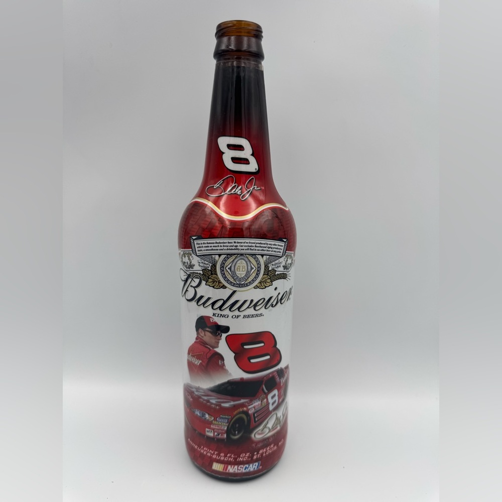 Dale Jr Budweiser‎ #8 NASCAR Glass Bottle 16oz Empty Collectible
